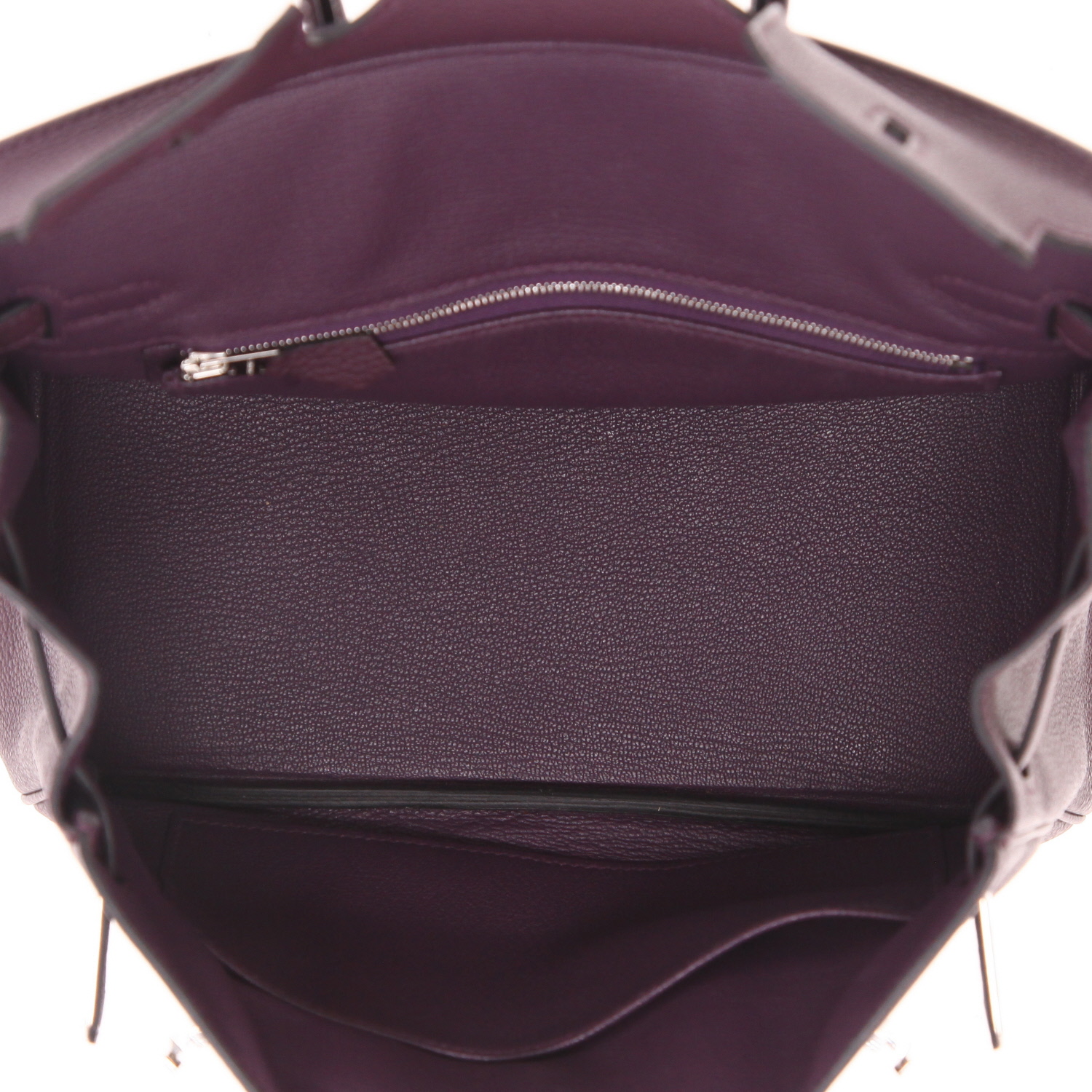 Hermès  Birkin 25 cm handbag  in purple Cassis togo leather - Detail D3