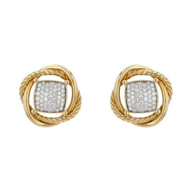 Paire de boucles d'oreilles David Yurman Infinity en or jaune et diamants
