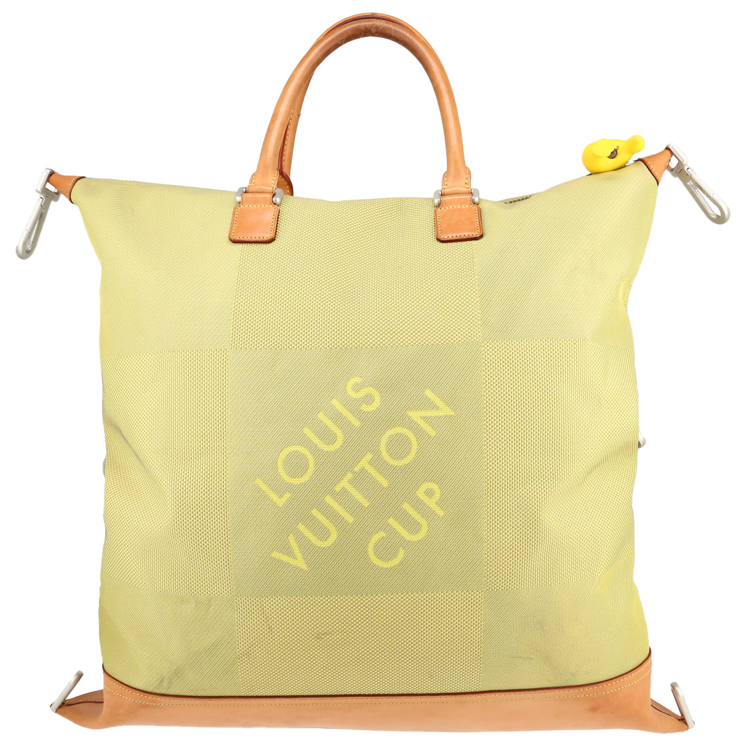 Sac de voyage Louis Vuitton  America's Cup en toile damier jaune et cuir naturel - Detail D1