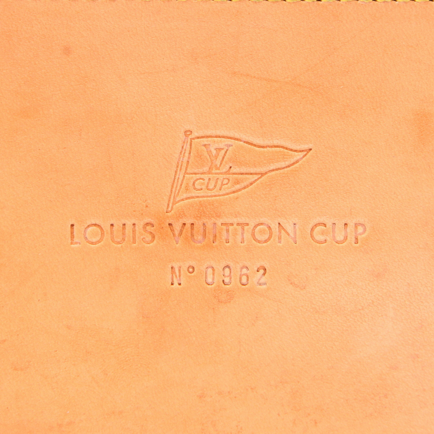 Sac de voyage Louis Vuitton  America's Cup en toile damier jaune et cuir naturel - Detail D6