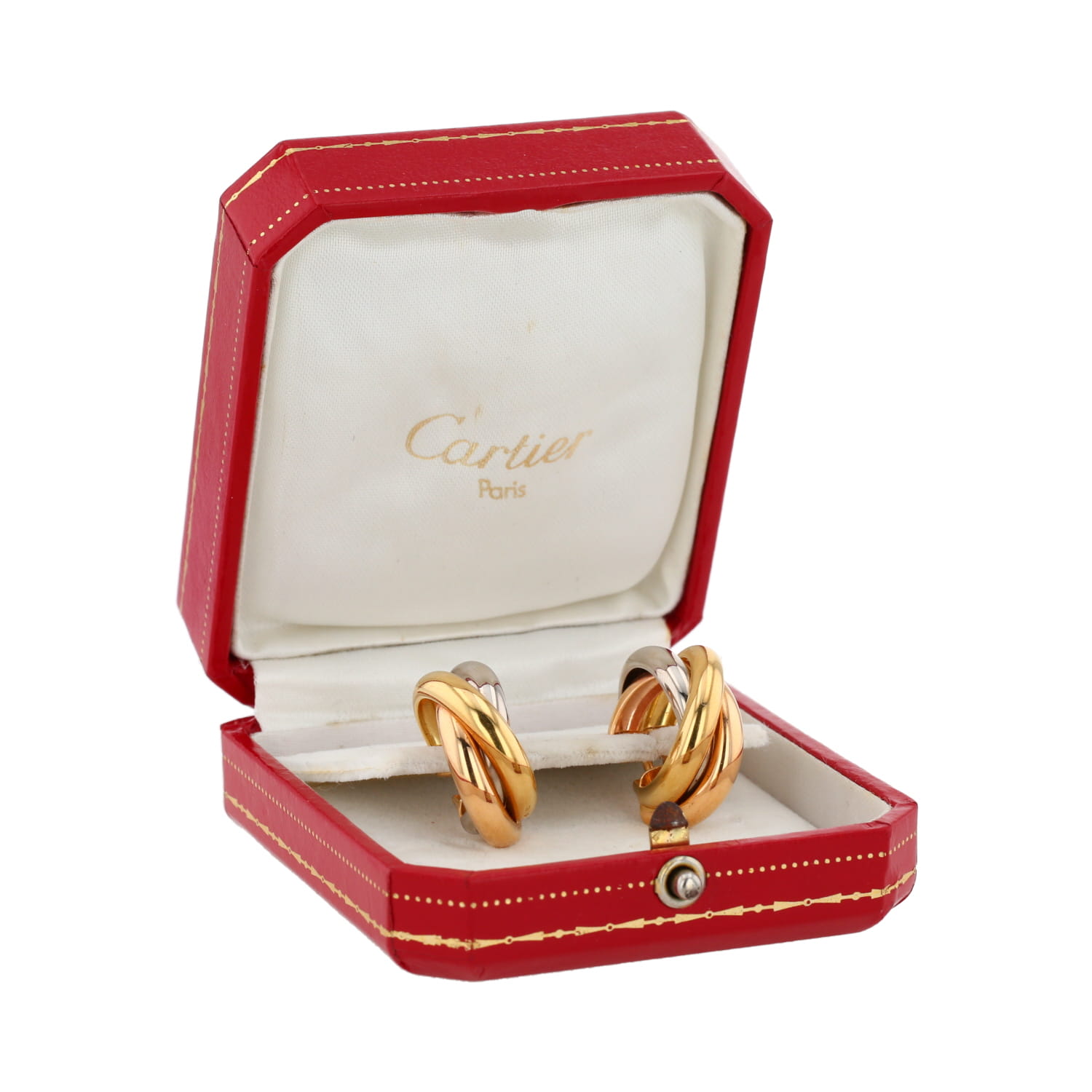 Cartier Trinity hoop earrings in 3 golds - Detail D2