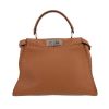 Sac bandoulière Fendi  Peekaboo Selleria moyen modèle  en cuir grainé marron - 360 thumbnail