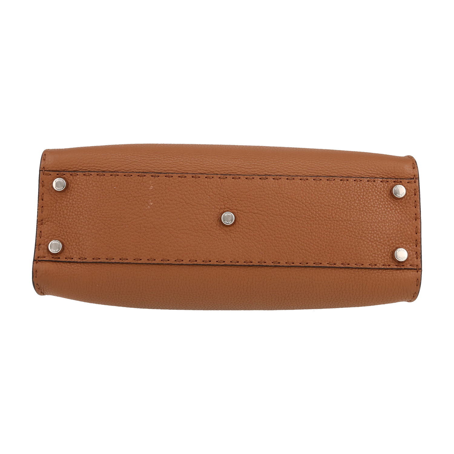 Fendi  Peekaboo Selleria medium model  shoulder bag  in brown grained leather - Detail D1