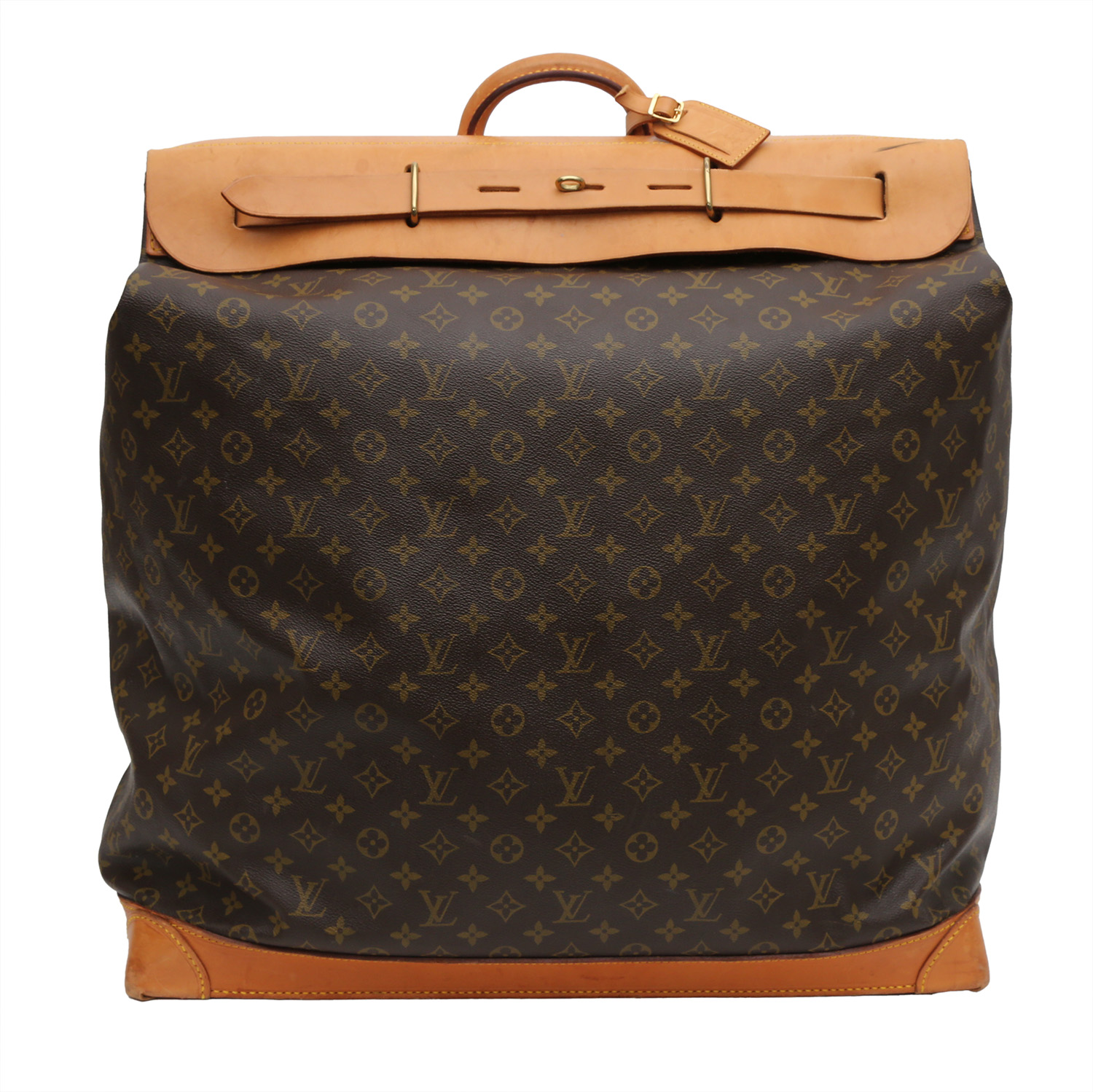 Borsa Louis Vuitton  Steamer Bag in tela monogram marrone e pelle naturale - Detail D1