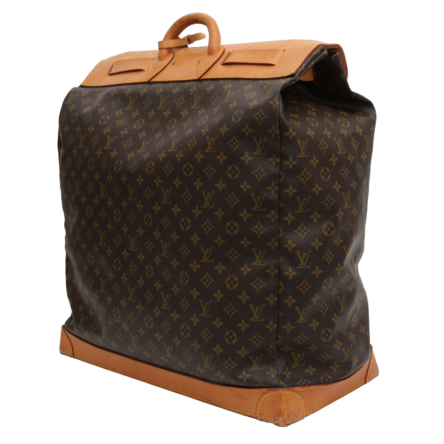 Borsa Louis Vuitton  Steamer Bag in tela monogram marrone e pelle naturale - Detail D3