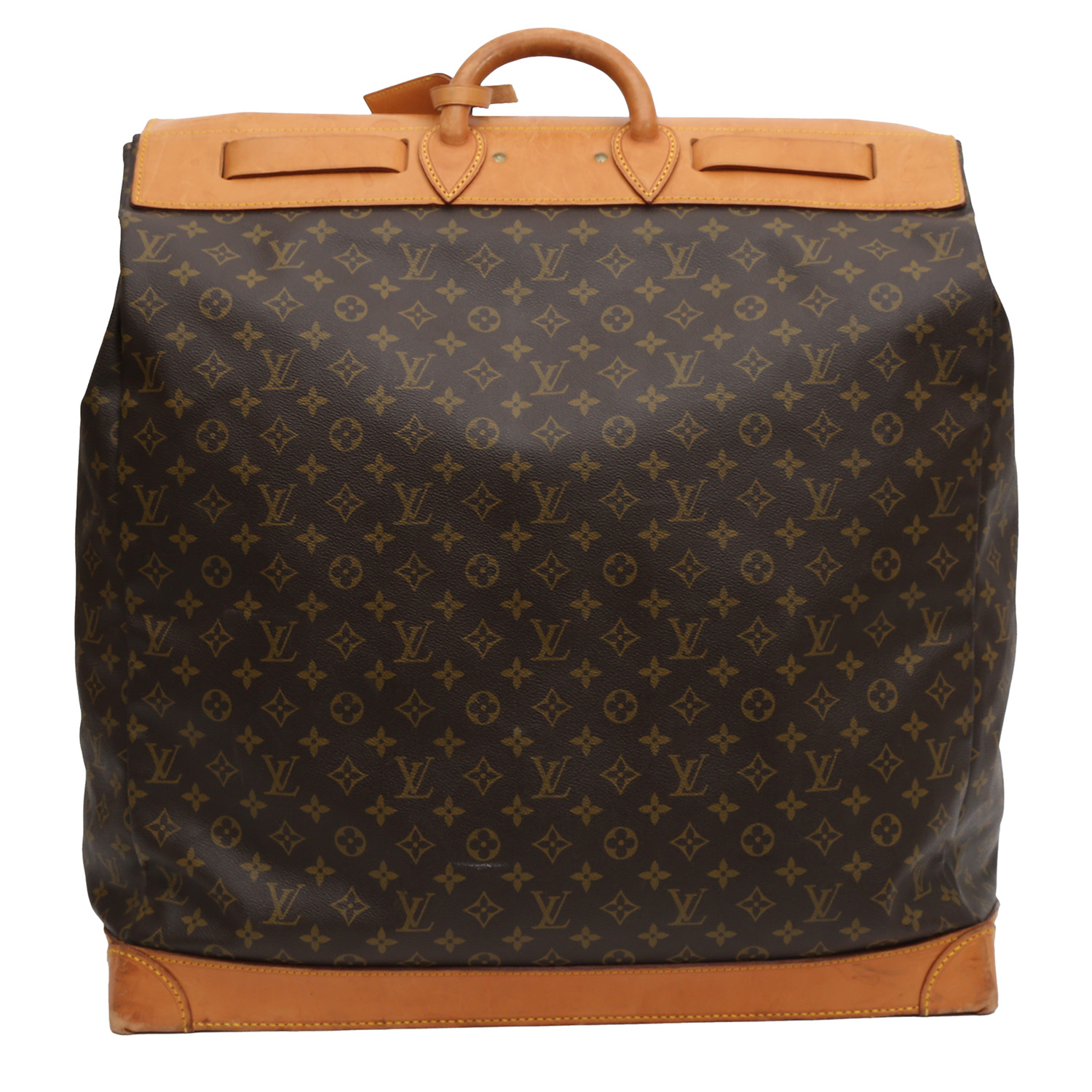 Sac Louis Vuitton  Steamer Bag en toile monogram marron et cuir naturel - Detail D5