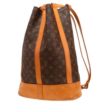 Sac à dos Louis Vuitton  Randonnée en toile monogram marron et cuir naturel