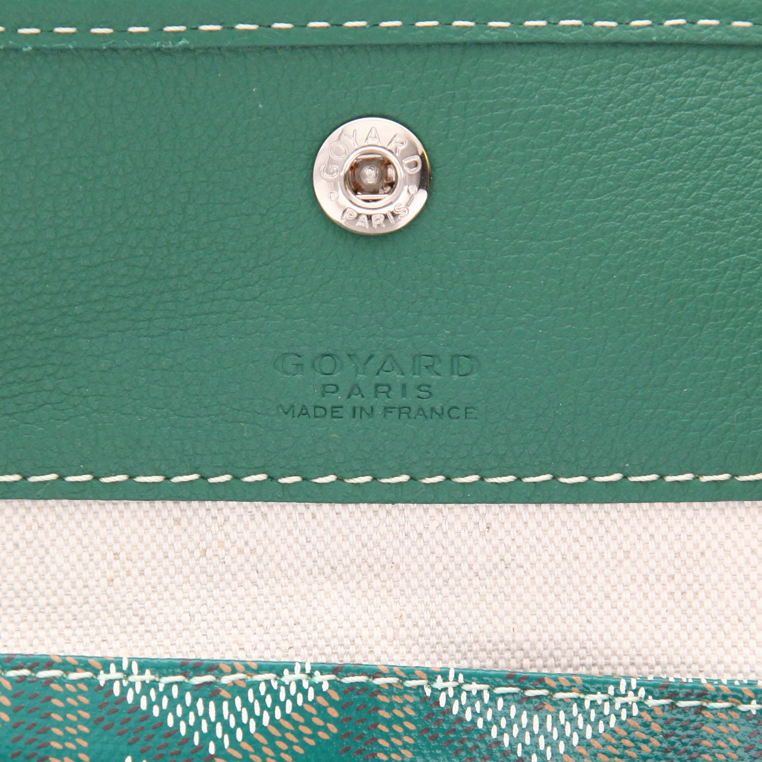 Goyard  Saint-Louis shopping bag  in green Goyard canvas  and green leather - Detail D2