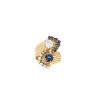 Vintage  ring in 14 carats yellow gold, diamonds and sapphires - 360 thumbnail