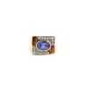 Vintage  Tank ring in pink gold, platinium, diamonds and sapphire - 360 thumbnail