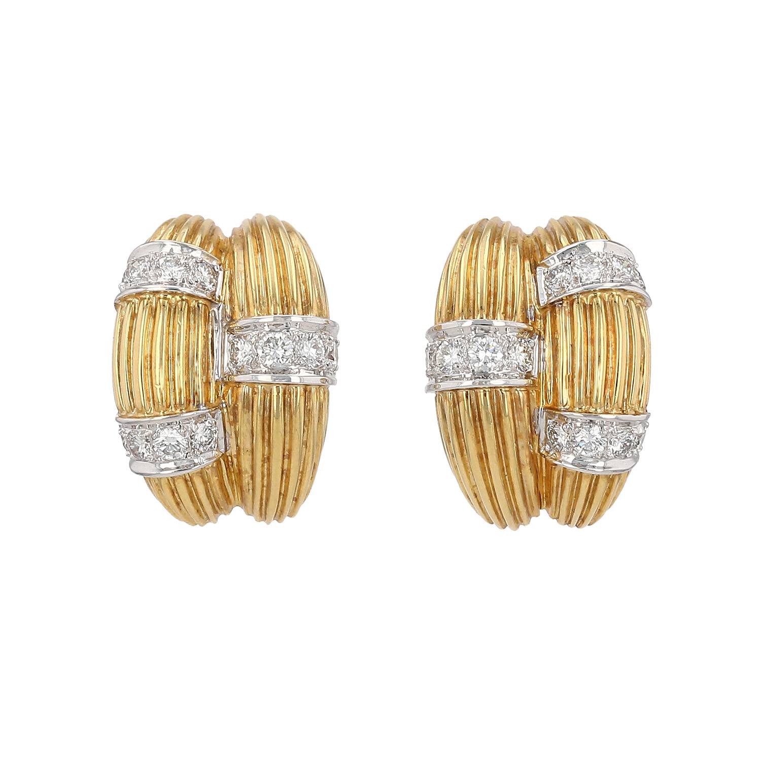 Orecchini  Vintage  in oro giallo, oro bianco e diamanti