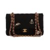 Borsa Chanel  Timeless in tela jersey nera e pelle bordeaux - 360 thumbnail