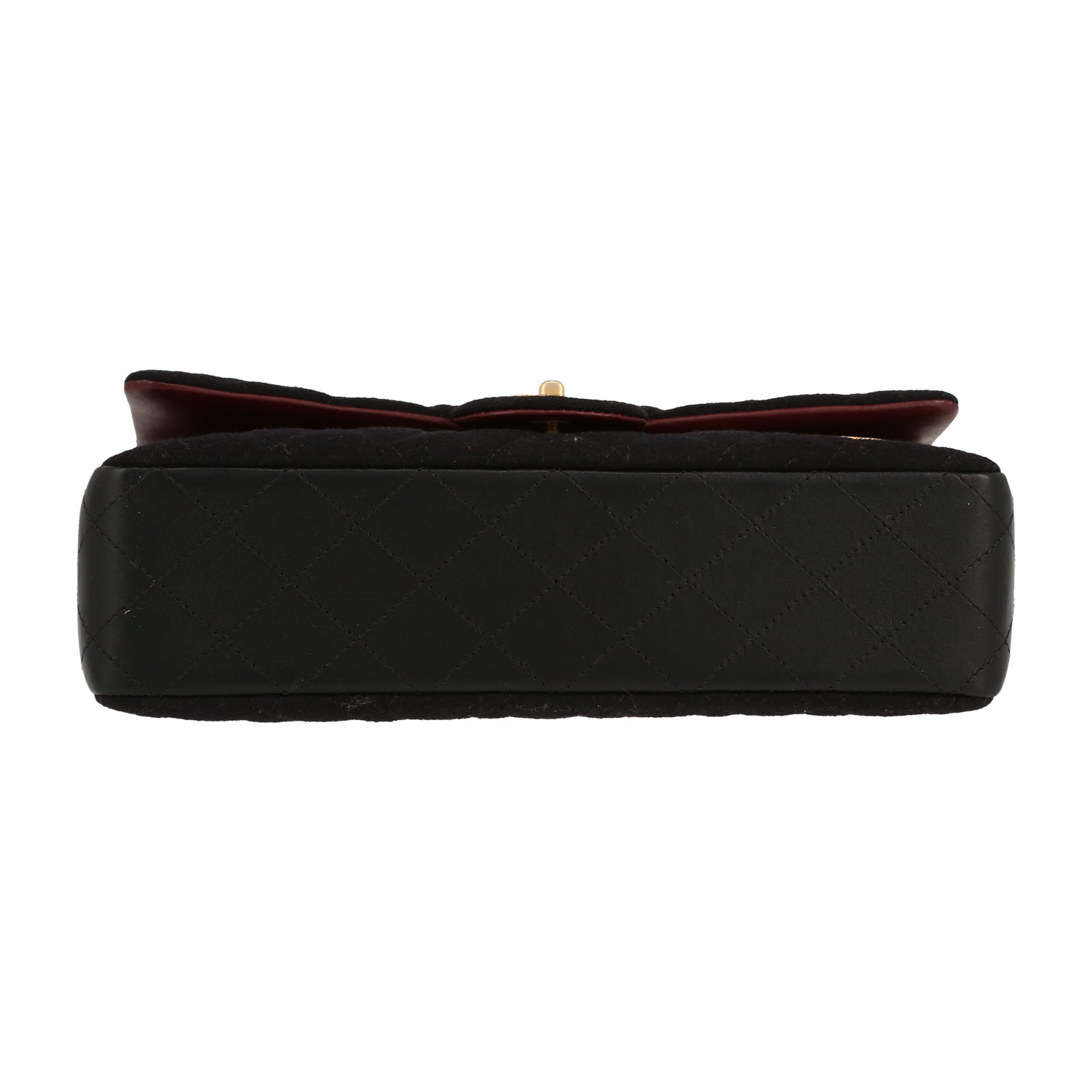 Bolso de mano Chanel  Timeless en tejido jersey negro y cuero color burdeos - Detail D1