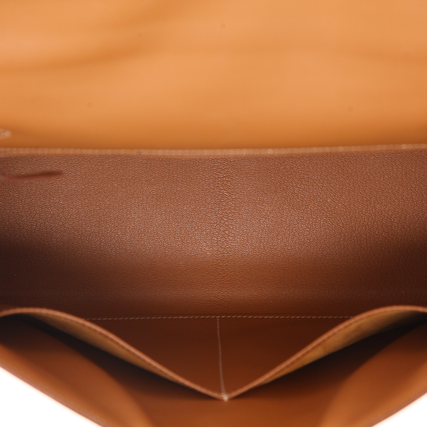 Bolso de mano Hermès  Kelly 32 cm en cuero Chamonix color oro - Detail D3