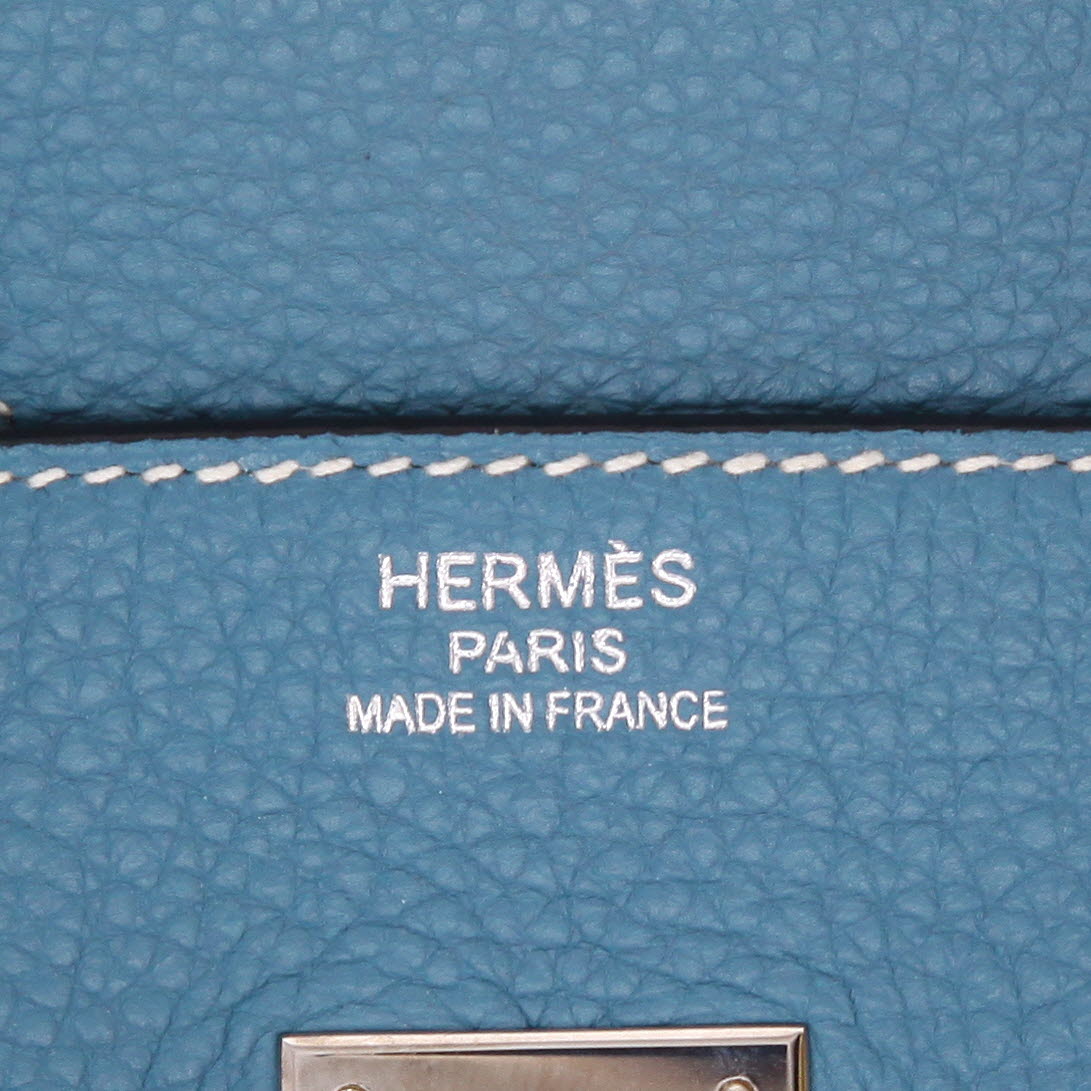 Borsa Hermès  Birkin 35 cm in pelle togo blu - Detail D2