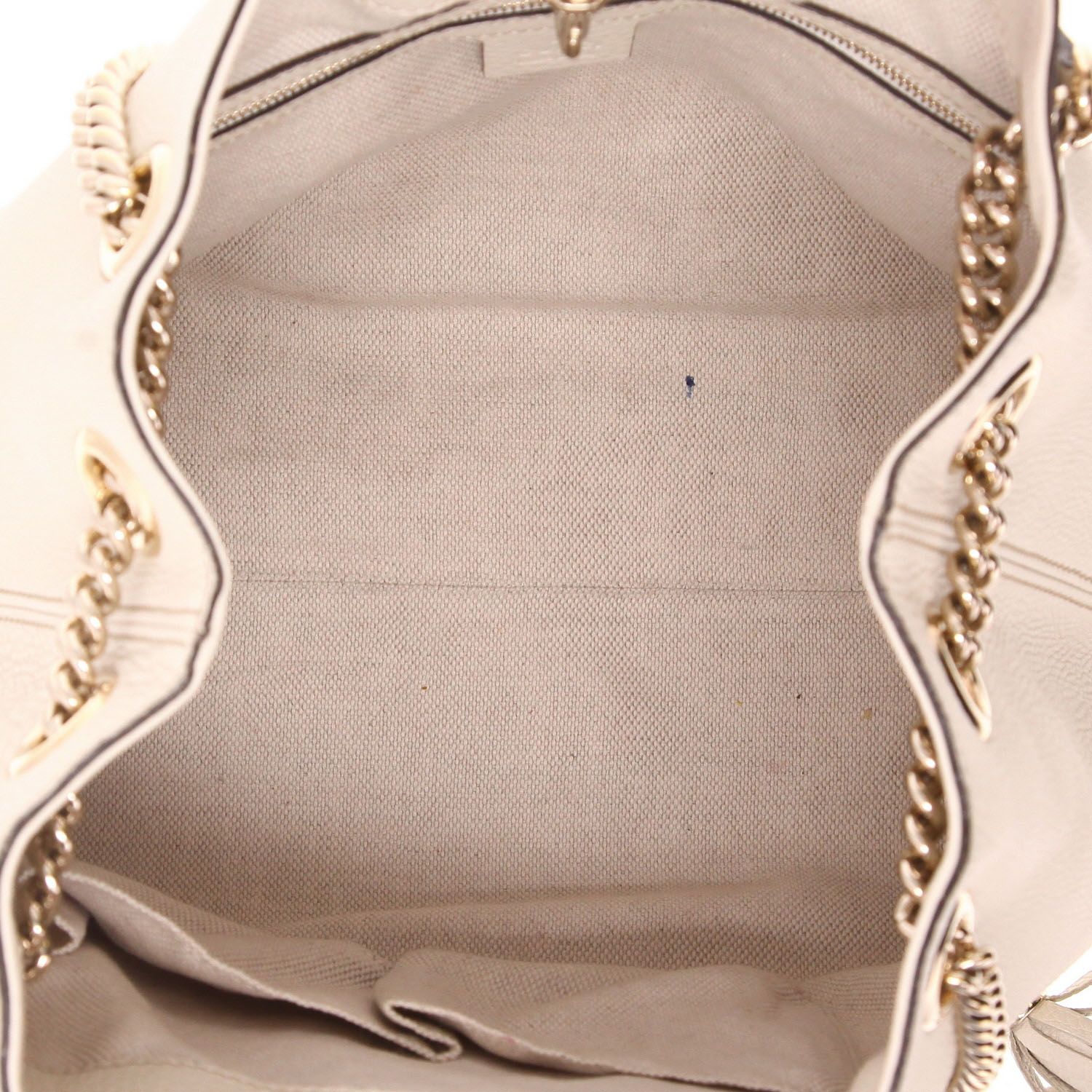 Borsa Gucci  Soho in pelle martellata écru - Detail D3