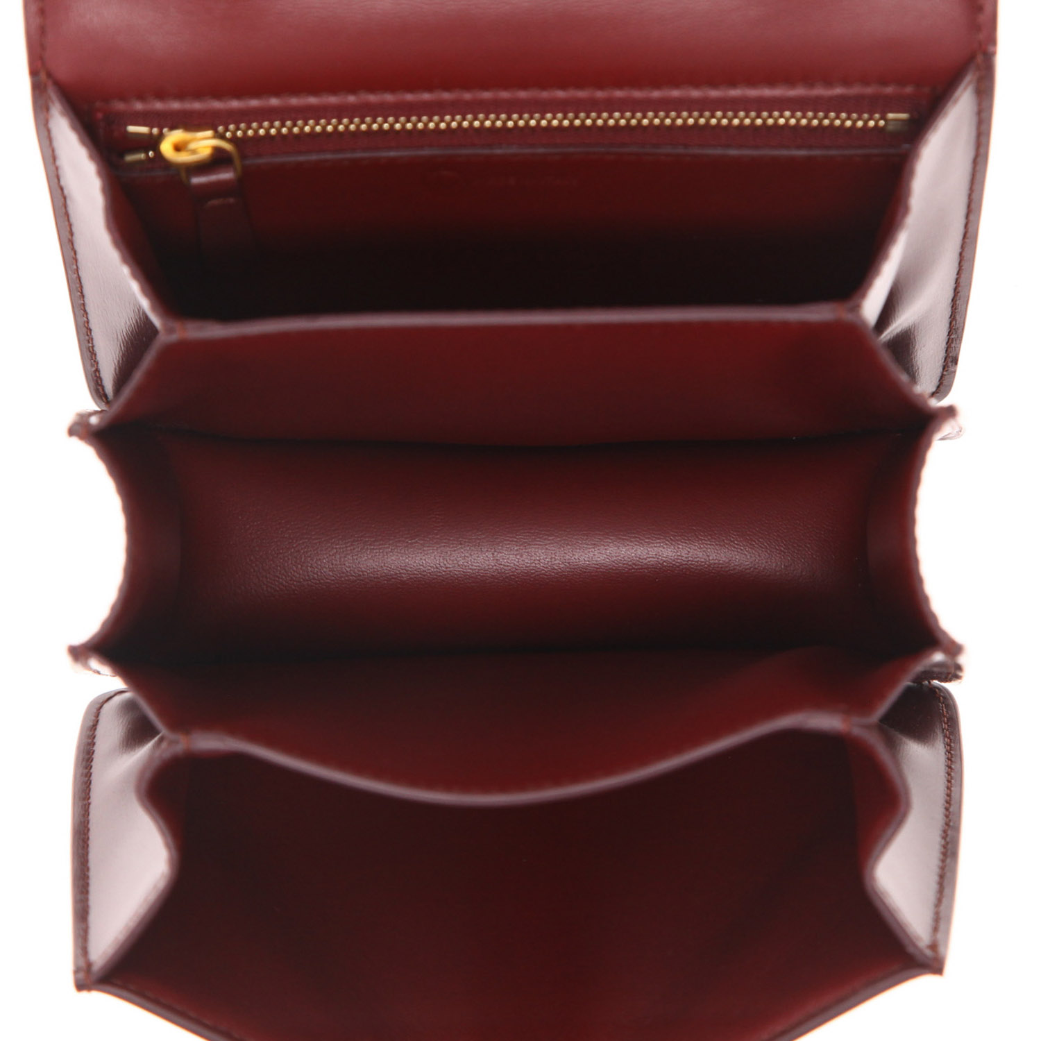 Celine  Classic Box Mini shoulder bag  in burgundy box leather - Detail D3