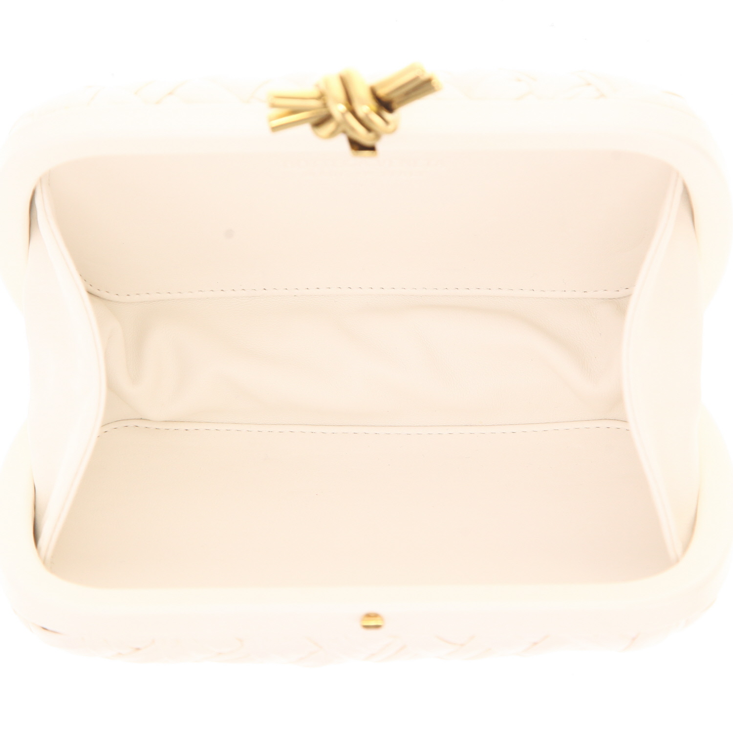 Bolsito de mano Bottega Veneta  Knot en cuero trenzado blanco - Detail D3