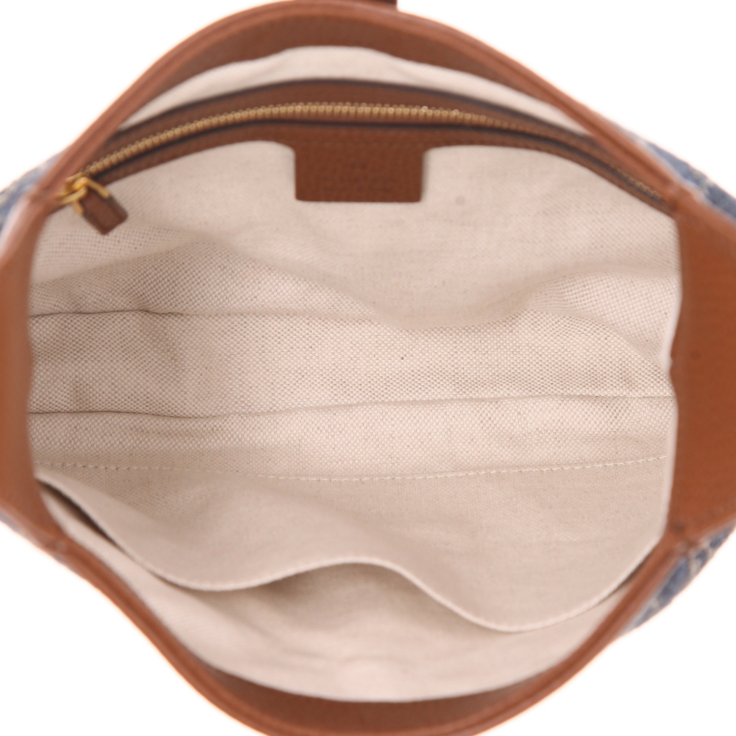 Sac bandoulière Gucci  Jackie en toile denim monogrammée bleue et cuir marron - Detail D3