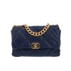 Borsa a tracolla Chanel  19 in pelle trapuntata blu marino - 360 thumbnail