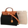 Hermès  Herbag bag worn on the shoulder or carried in the hand  in black canvas  and Hunter cowhide - 00pp thumbnail