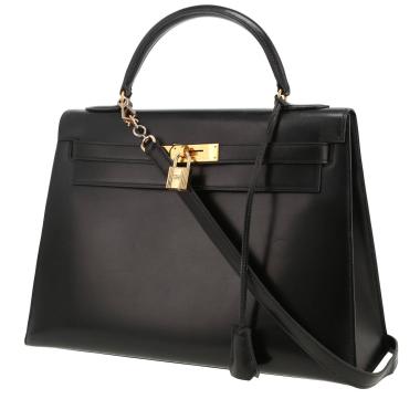 Bolso de mano Hermès  Kelly 32 cm en cuero box negro