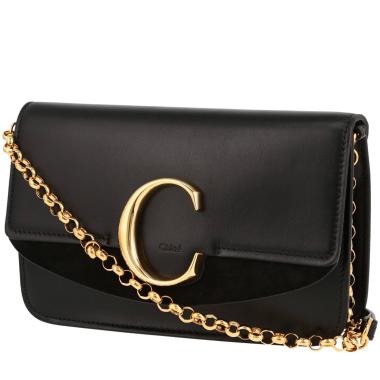 Sac bandoulière Chloé  C en cuir noir
