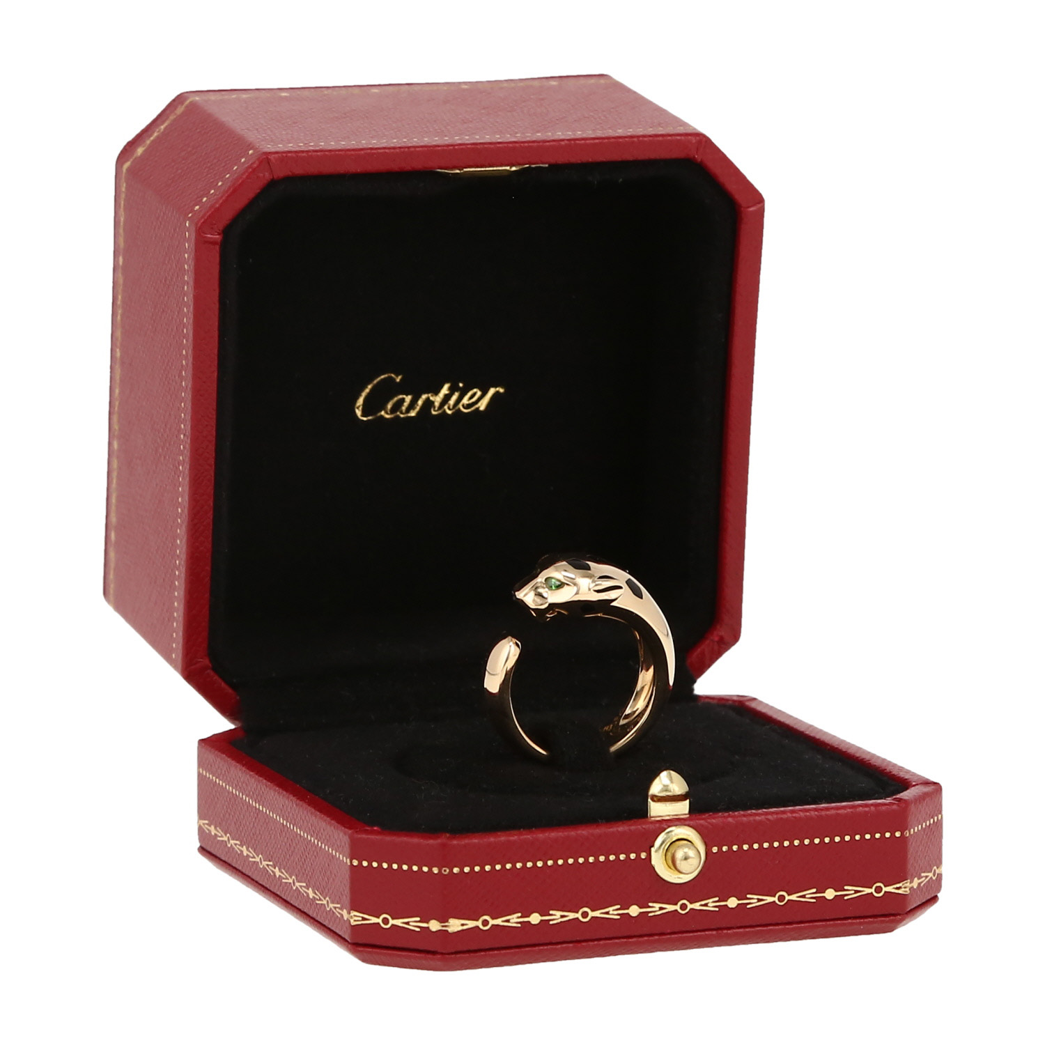 Bague Cartier Panthère en or jaune, laque et tsavorites - Detail D2