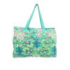 Hermès   shopping bag  in green canvas - 360 thumbnail