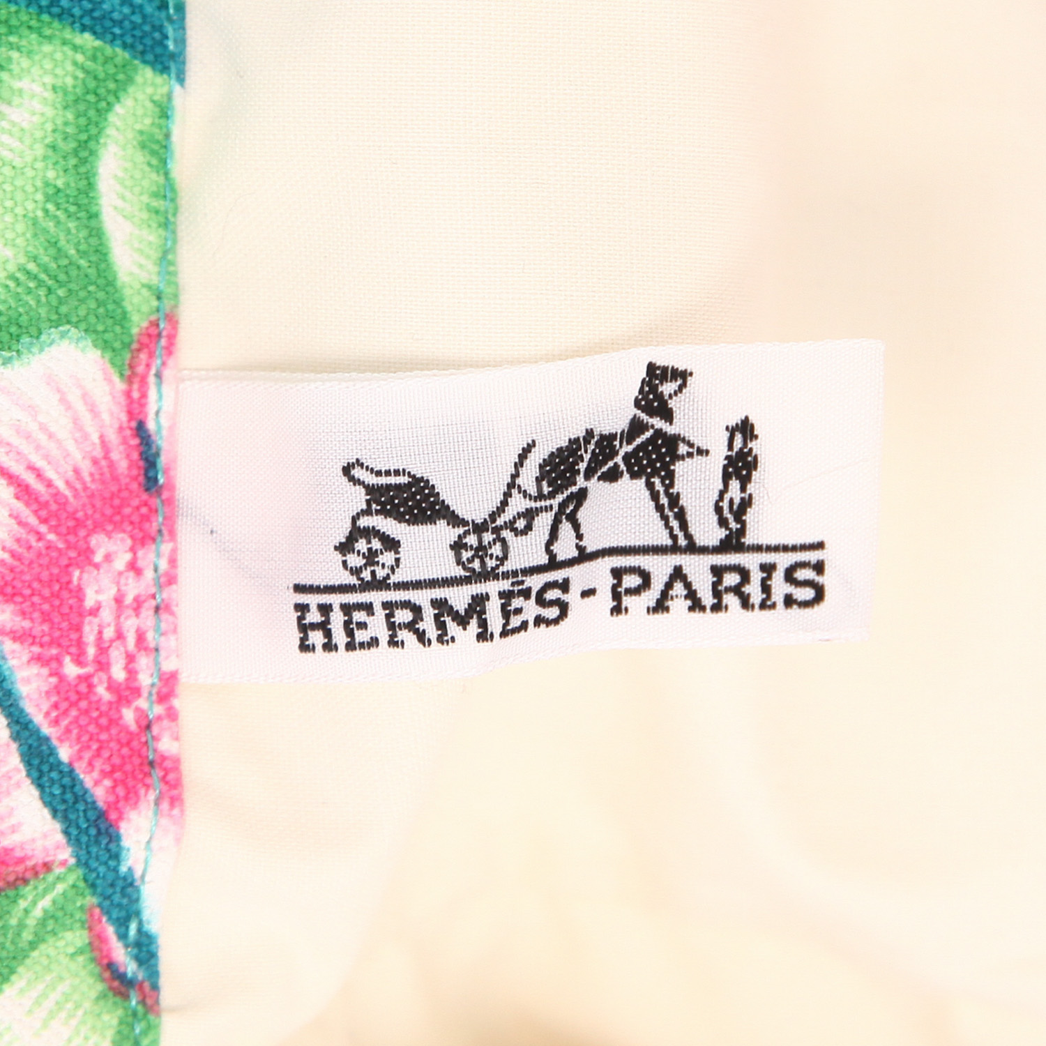 Sac cabas Hermès   en toile verte - Detail D2