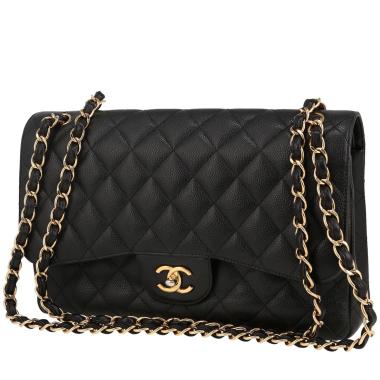 Chanel  Timeless Jumbo handbag  in black quilted grained leather