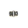 Vintage  ring in 14 carats yellow gold, onyx and mother of pearl - 360 thumbnail