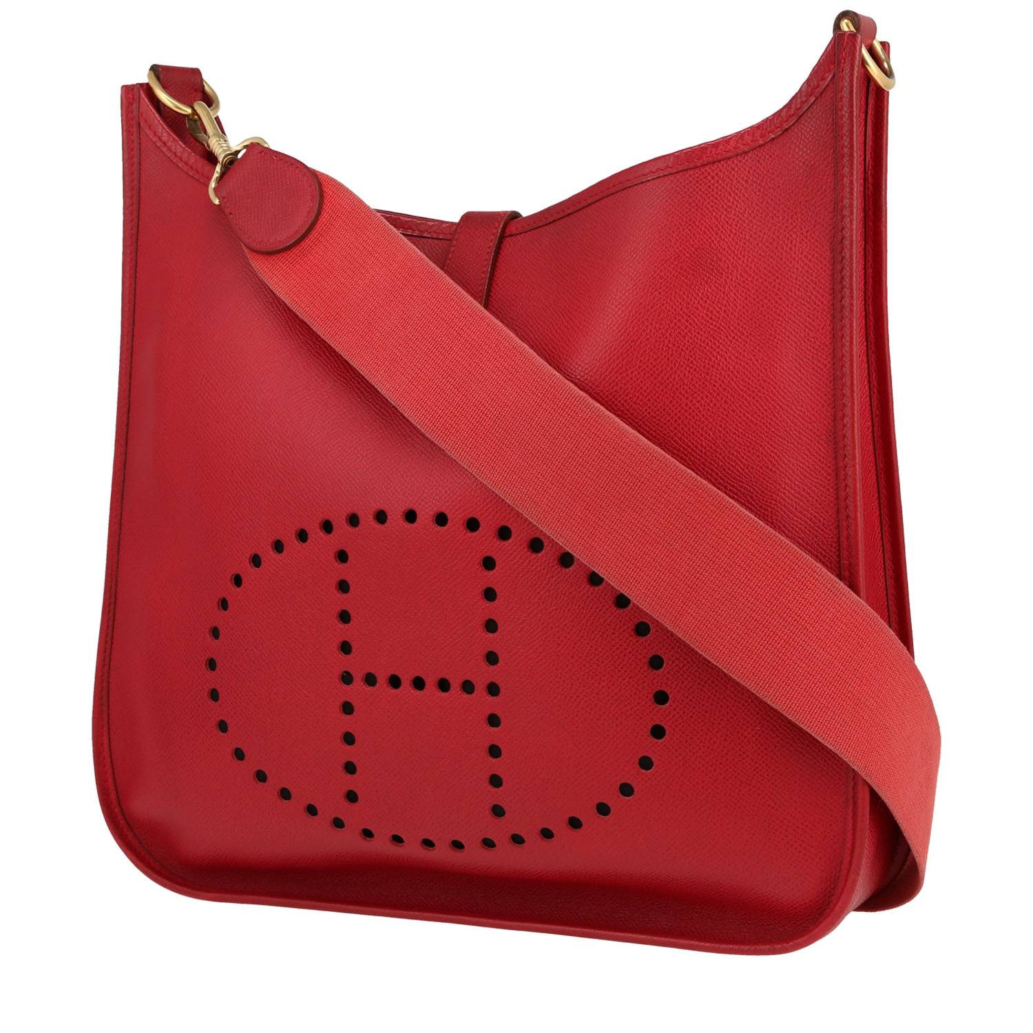 Hermès Evelyne shoulder bag in red Courchevel leather