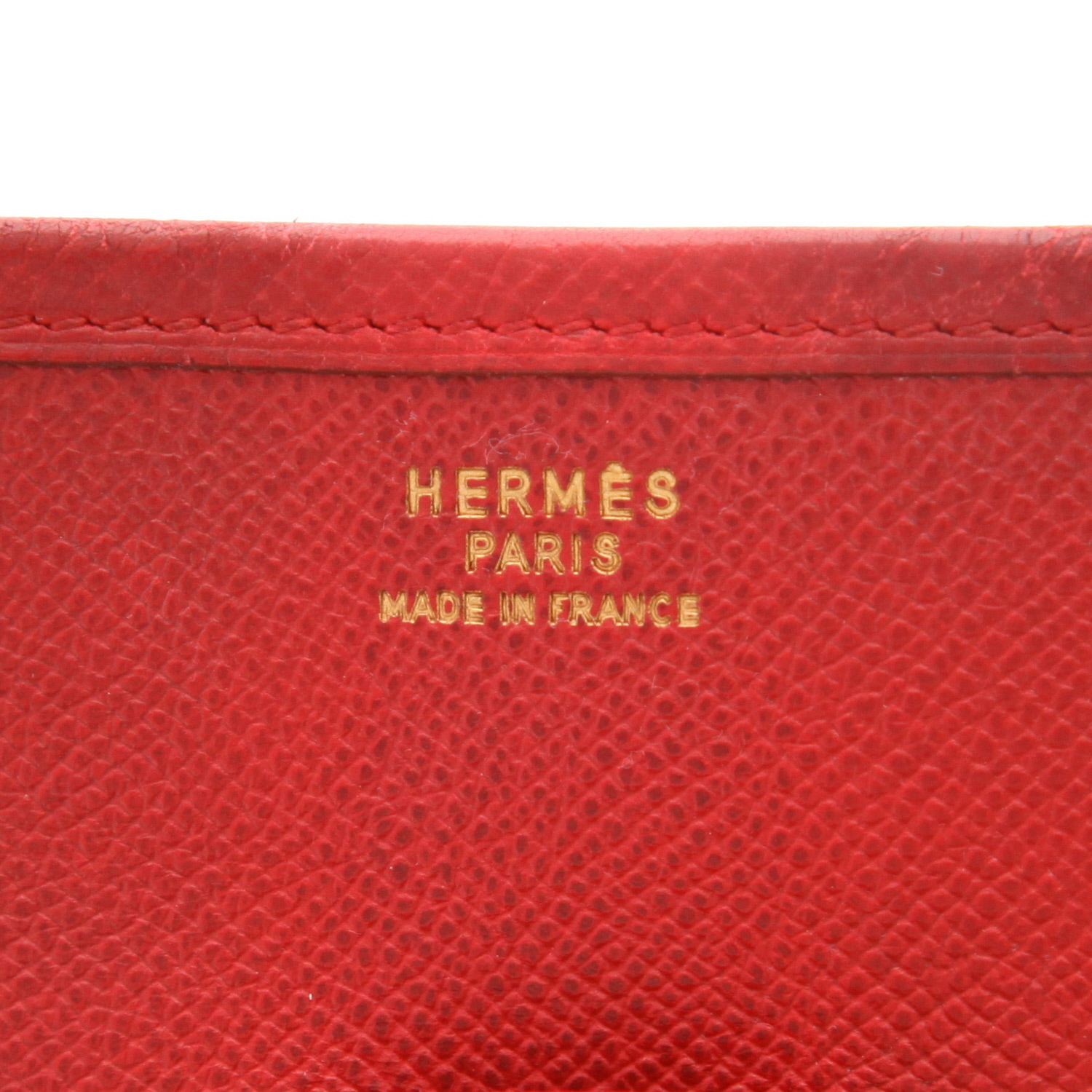 Sac bandoulière Hermès  Evelyne en cuir Courchevel rouge - Detail D2
