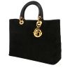 Dior  Lady Dior large model  handbag  in black quilted suede  and black leather - 00pp thumbnail