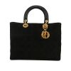 Dior  Lady Dior large model  handbag  in black quilted suede  and black leather - 360 thumbnail