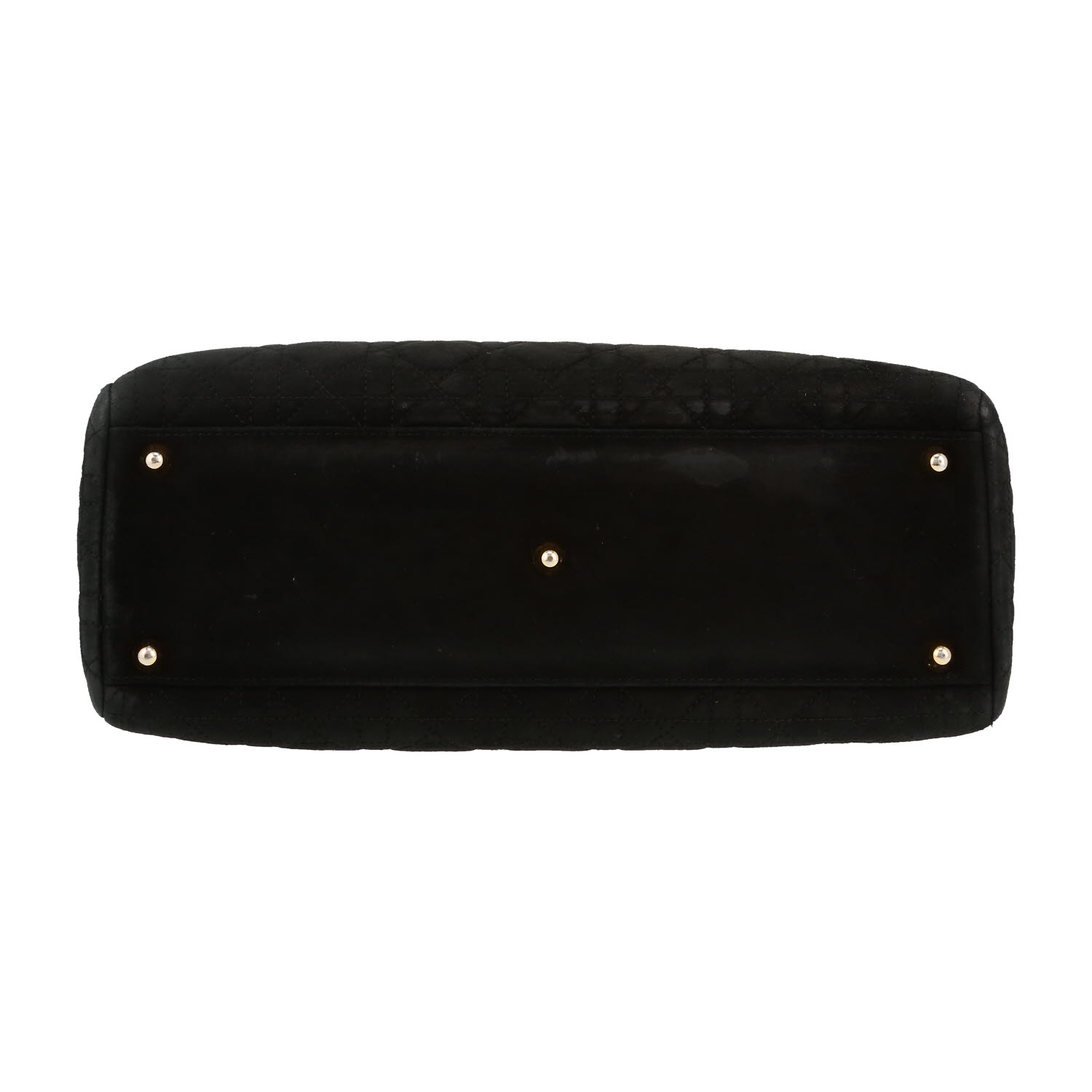 Bolso de mano Dior  Lady Dior modelo grande  en ante acolchado negro y cuero negro - Detail D1