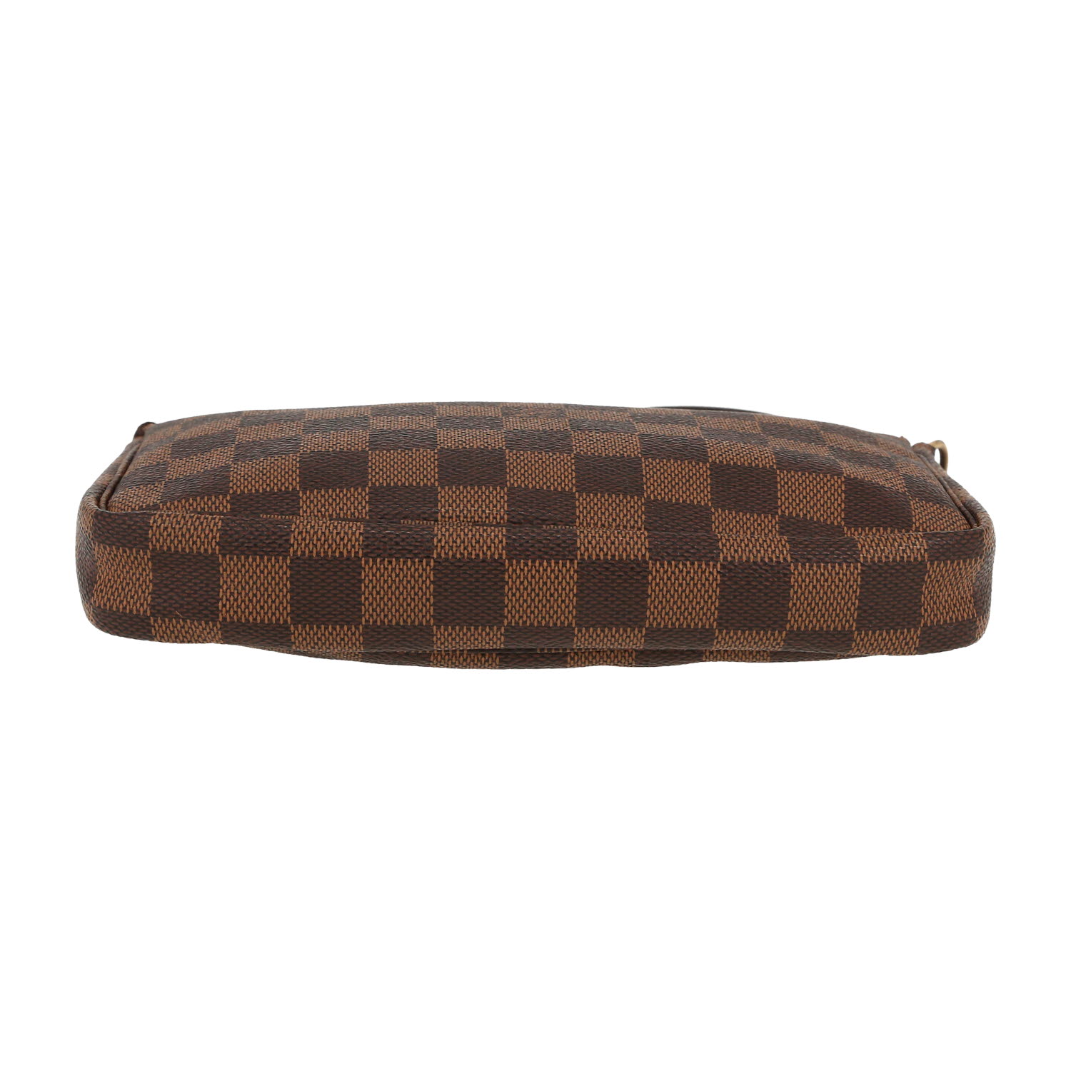 Louis Vuitton  Pochette accessoires pouch  in ebene damier canvas  and brown leather - Detail D1