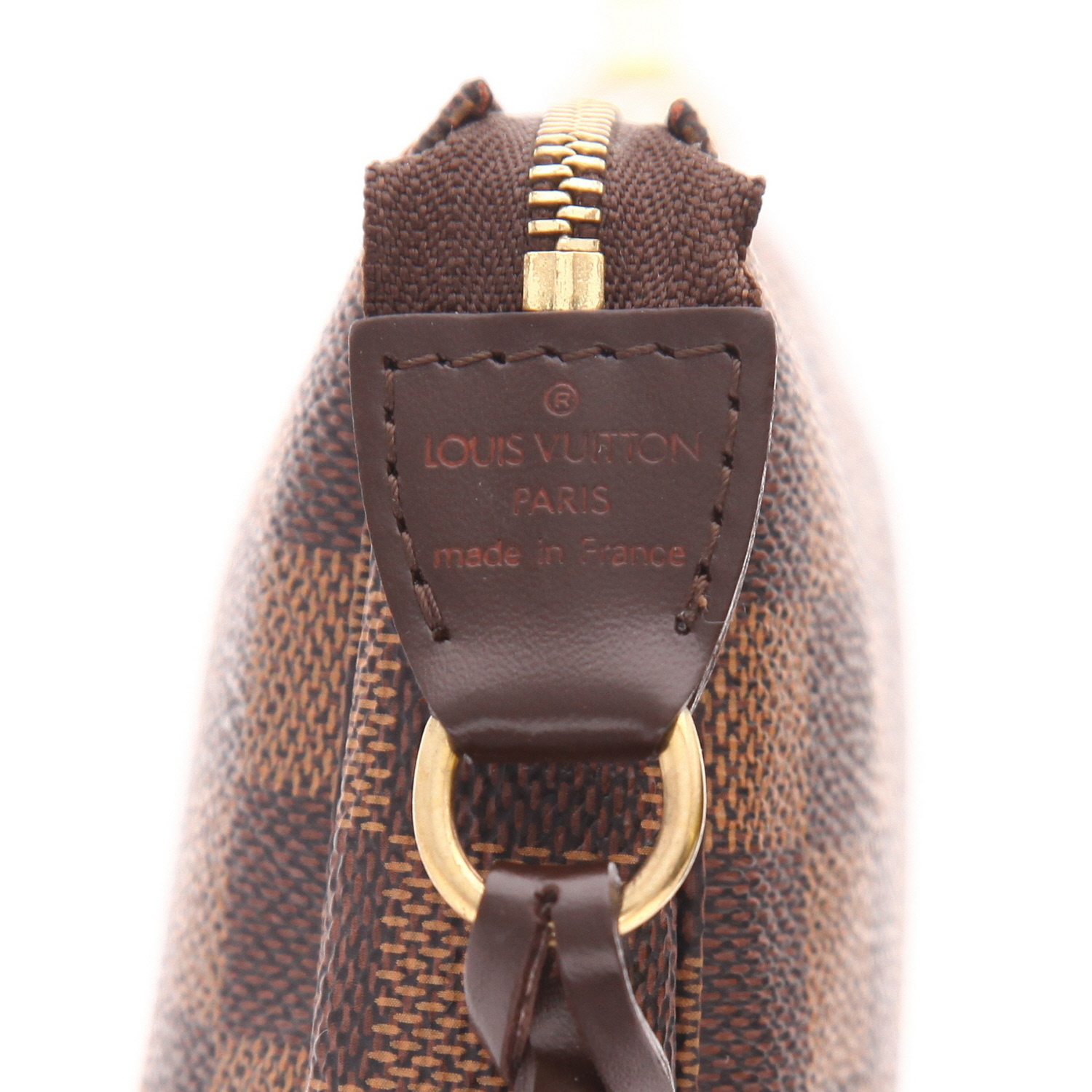 Pochette Louis Vuitton  Pochette accessoires in tela a scacchi ebana e pelle marrone - Detail D2