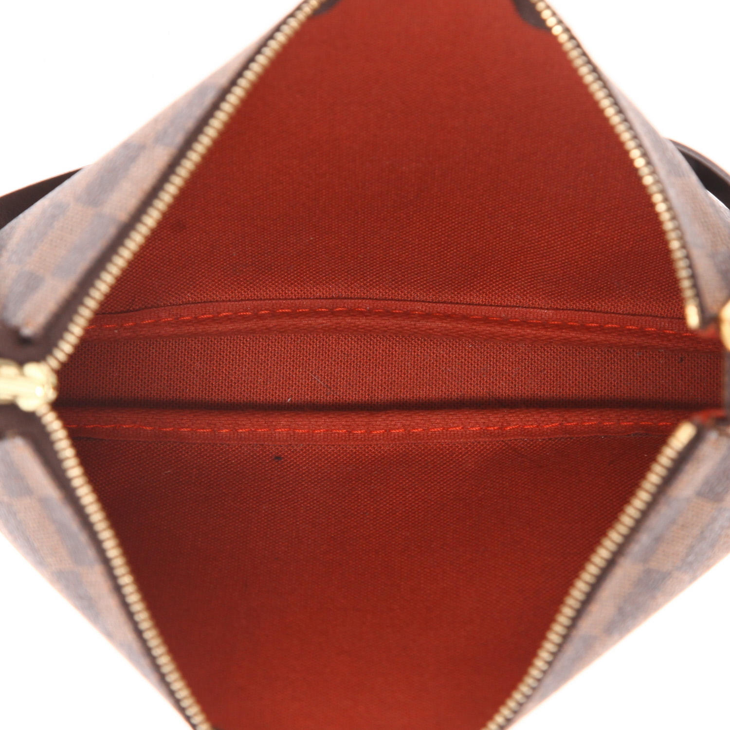 Bolsito de mano Louis Vuitton  Pochette accessoires en lona a cuadros ébano y cuero marrón - Detail D3