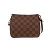 Sac bandoulière Louis Vuitton   en toile damier ébène et cuir marron - 360 thumbnail