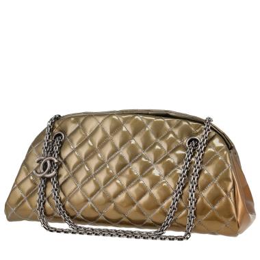 Chanel  Mademoiselle handbag  in gold patent quilted leather