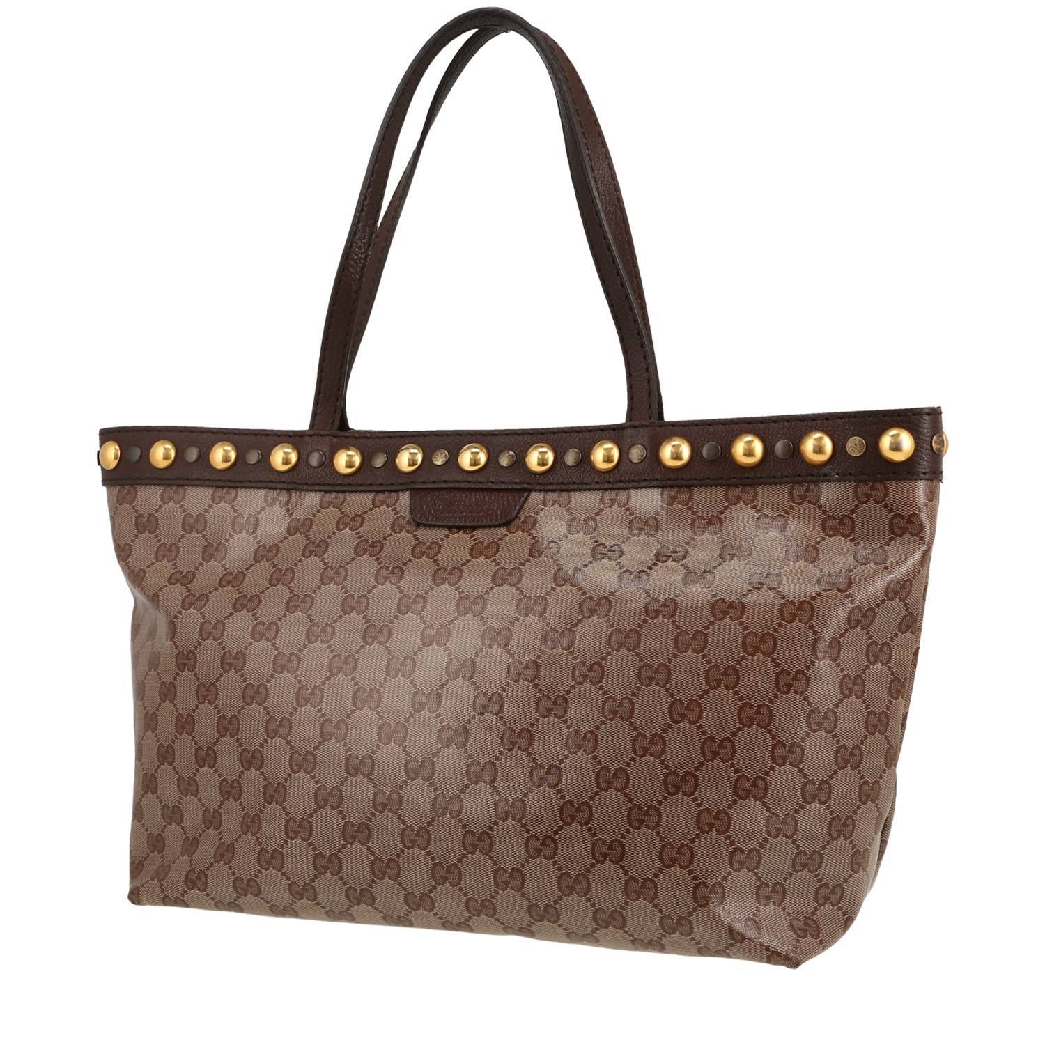 Gucci Babouska handbag in burgundy "Suprême GG" canvas and brown leather