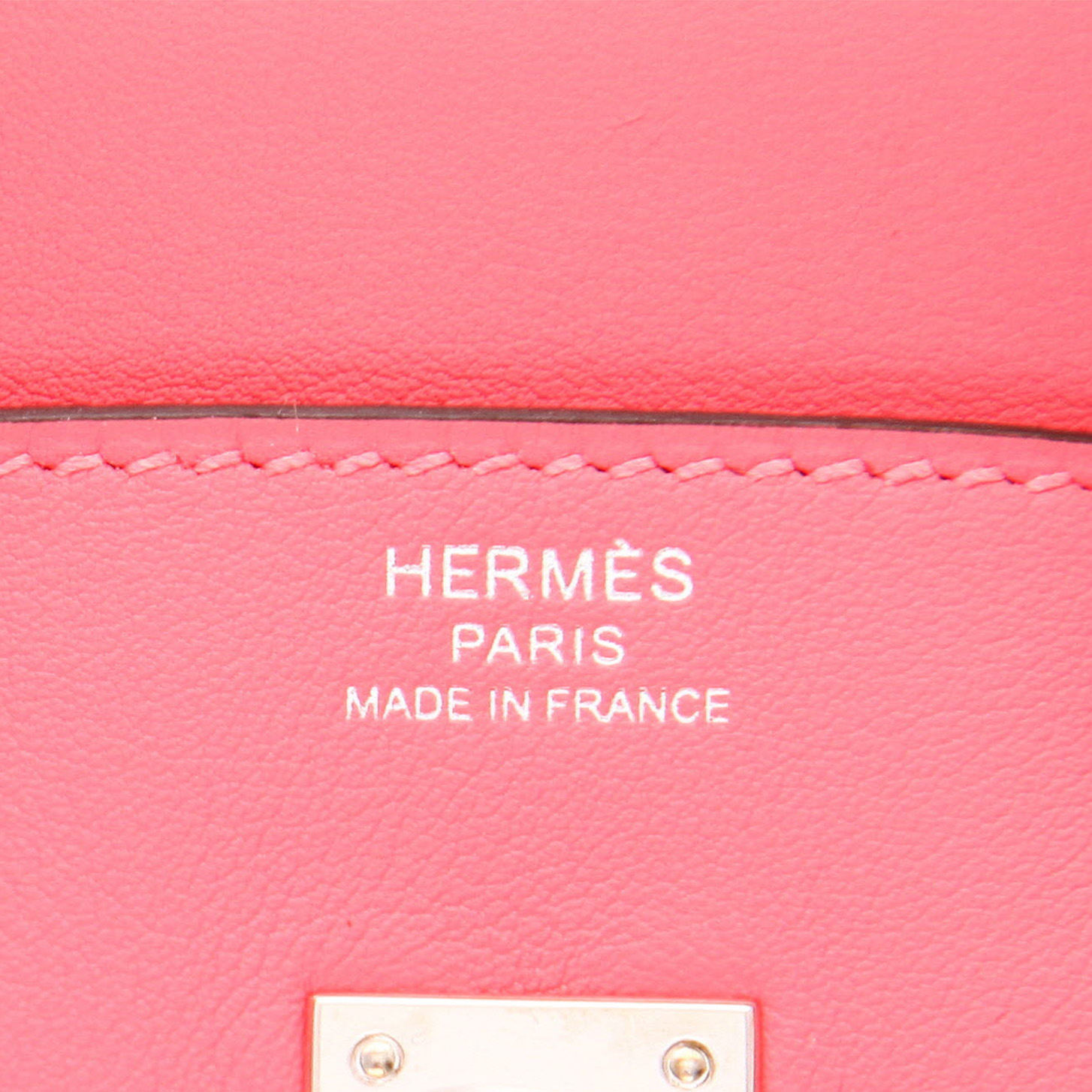 Bolso de mano Hermès  Birkin 25 cm en cuero swift azalea pink - Detail D2