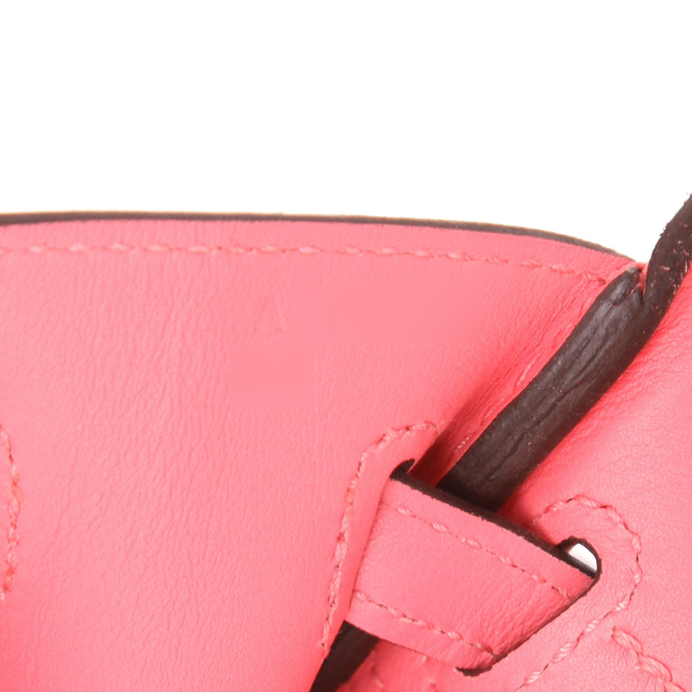 Bolso de mano Hermès  Birkin 25 cm en cuero swift azalea pink - Detail D4