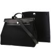 Sac bandoulière Hermès  Herbag en toile noire et cuir noir - 00pp thumbnail