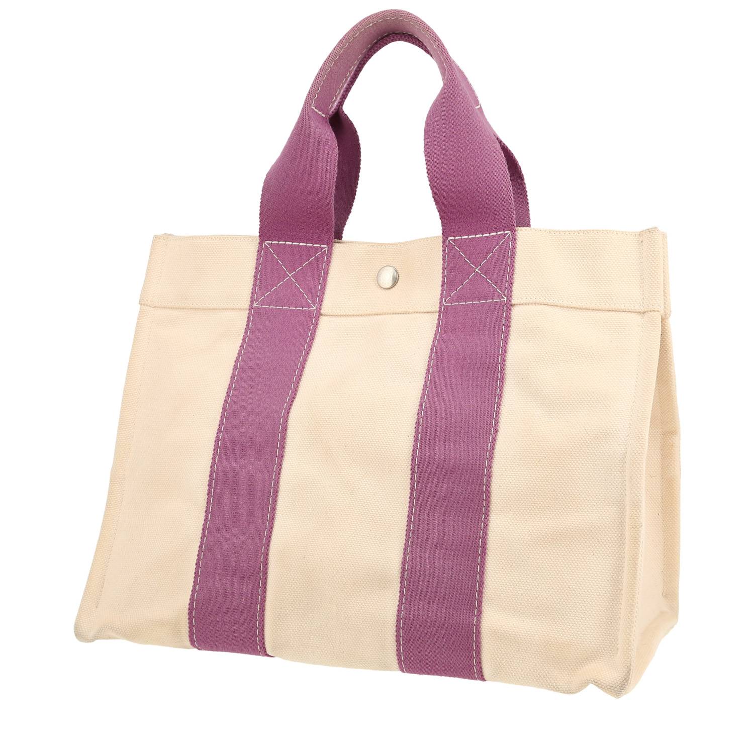 Hermès Toto Bag - Shop Bag shopping bag in beige and purple canvas