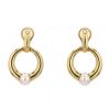 Paire de clips d'oreilles Cartier en or jaune et perles - 360 thumbnail