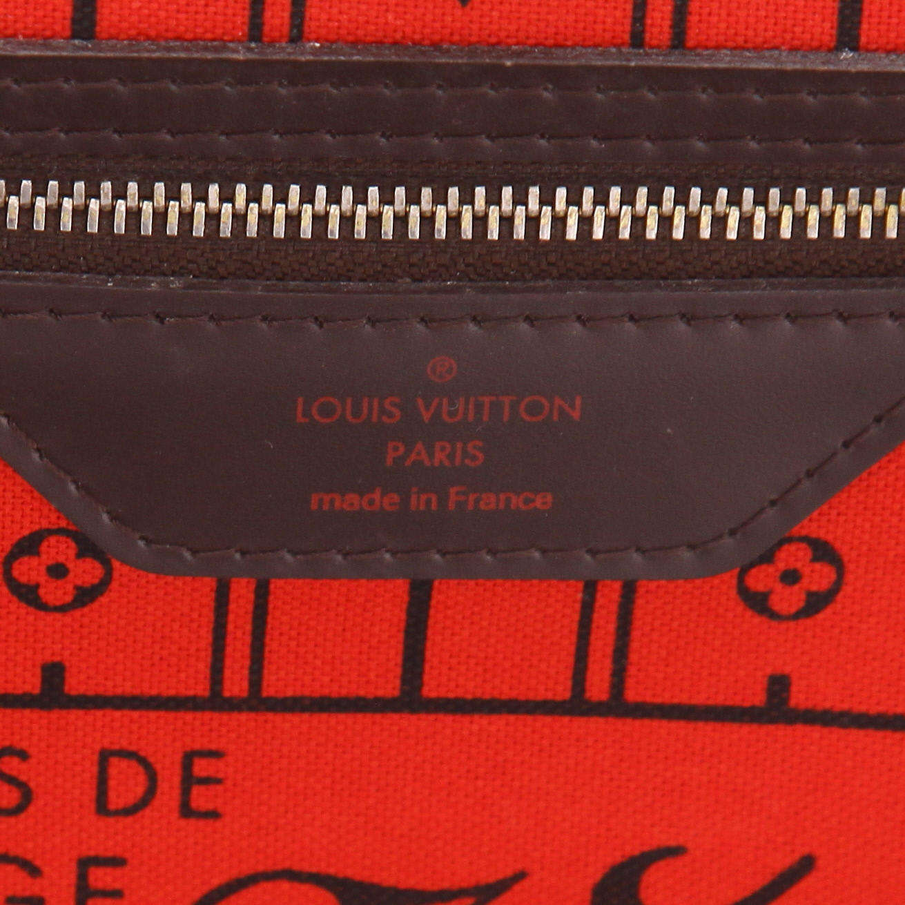 Bolso Cabás Louis Vuitton  Neverfull modelo grande  en lona a cuadros ébano y cuero marrón - Detail D2