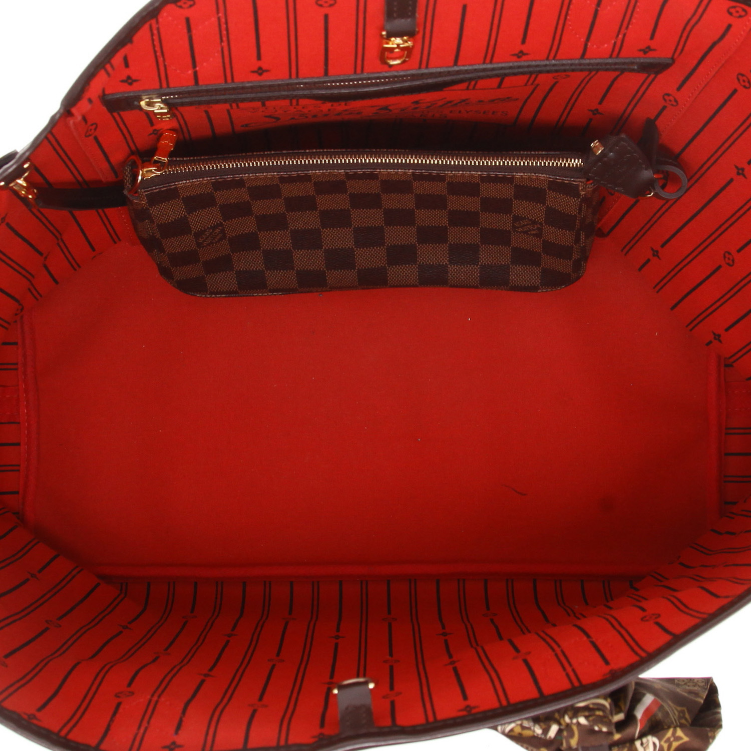 Shopping bag Louis Vuitton  Neverfull modello grande  in tela a scacchi ebana e pelle marrone - Detail D3